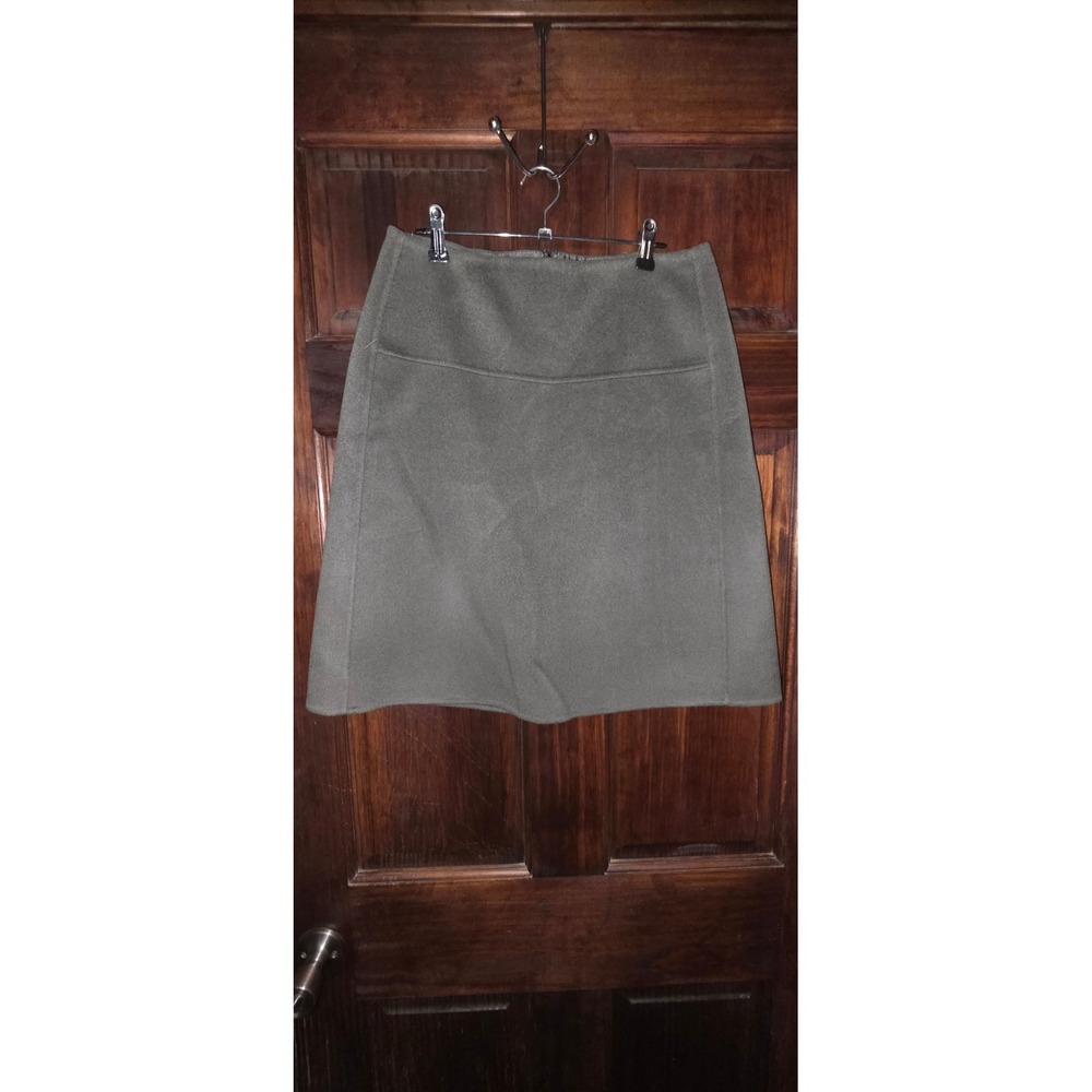 COS Olive Green Wool Blend A-Line Mini Skirt Size 6 Minimalist Zip Back